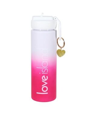 Love Island Water Bottle with Heart Keychain / Charm